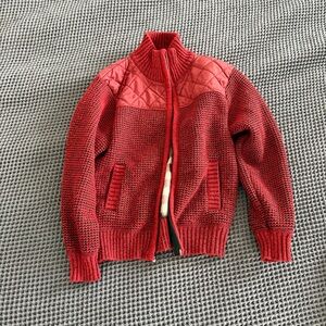 Cozy Red Kids Sweater with Quilted Design